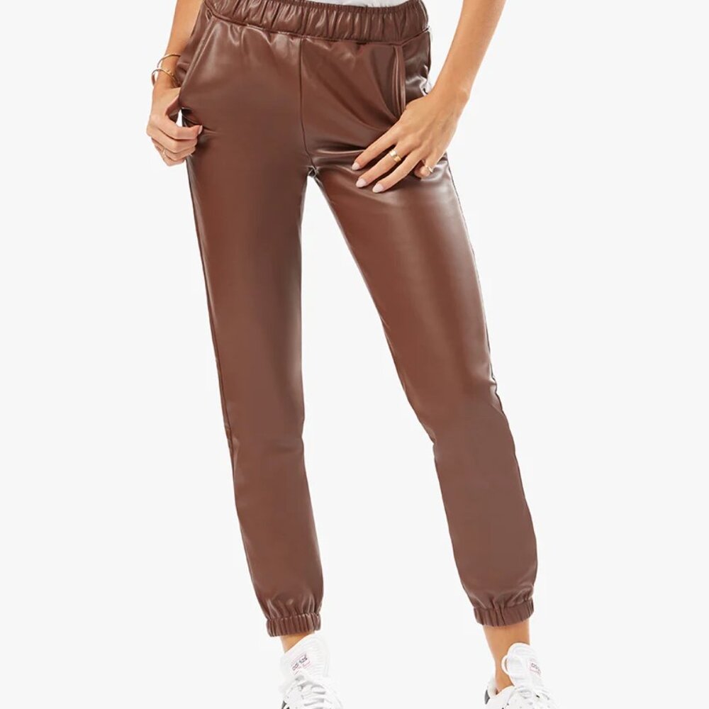 NWT | WeWoreWhat Vegan Leather Dark Brown Cacao Joggers Medium